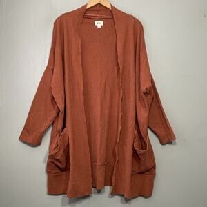 Pact Open-Front Rust Brown Women's Cardigan